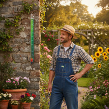 Thermomètre -20°C +70°C de 60 cm en verre Jardinage de France.