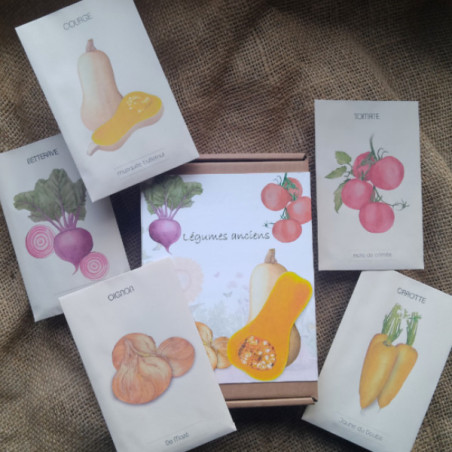 Coffret de 5 légumes anciens.