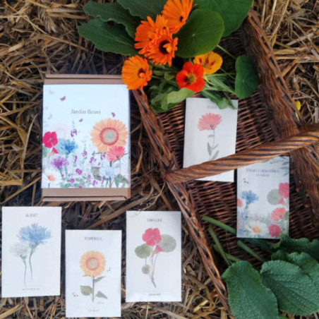 Coffret de 5 sachets de fleurs.